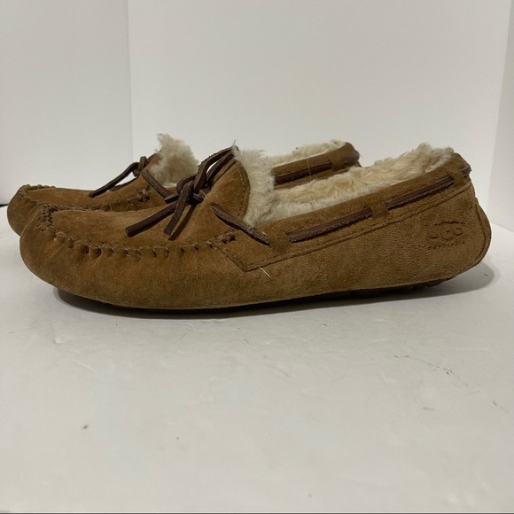 Ugg shearling line suede moccasin loafers sz 7 - Picture 3 of 5